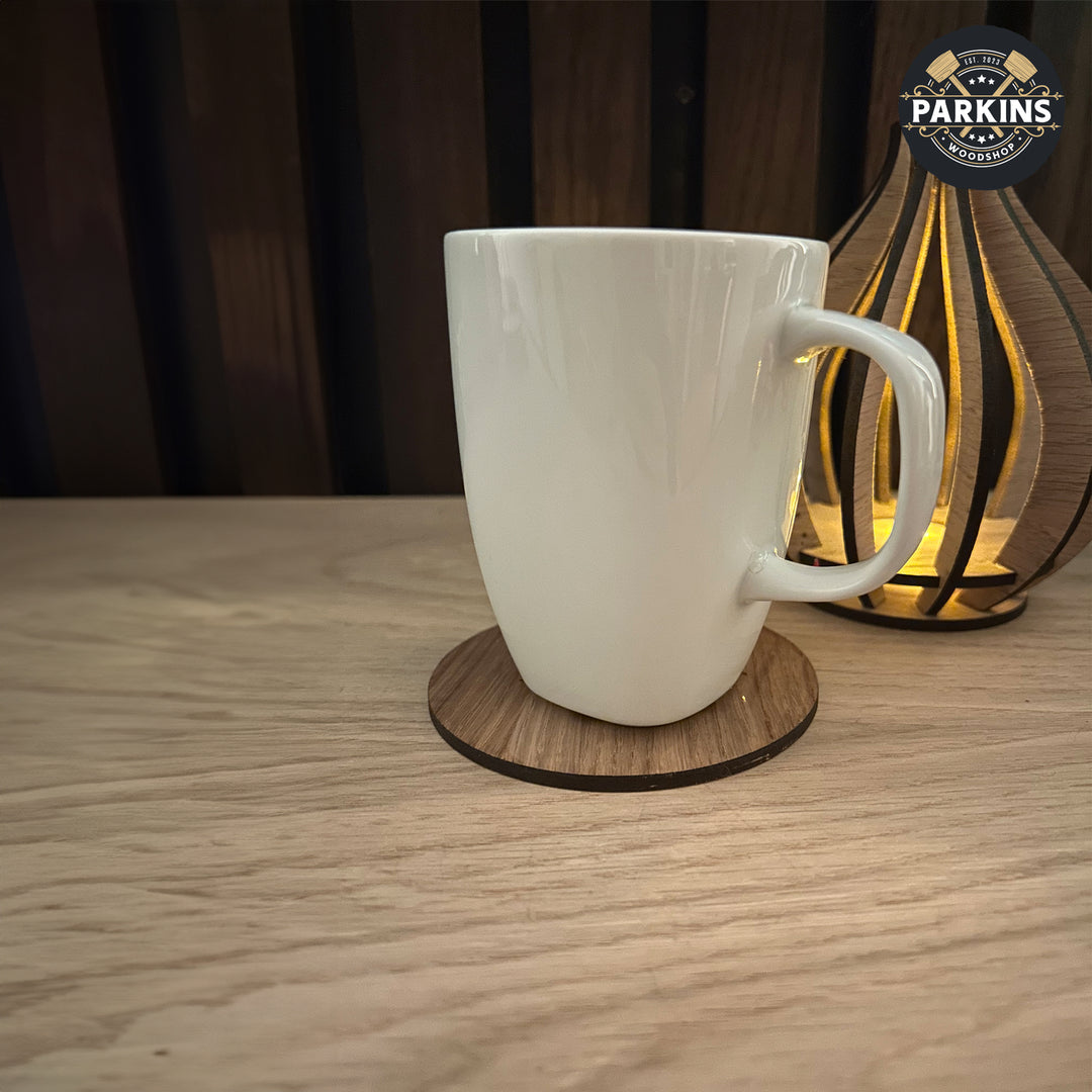 It's Always Coffee Time Oak Veneered Expoxy Finish Coasters - Set of 4