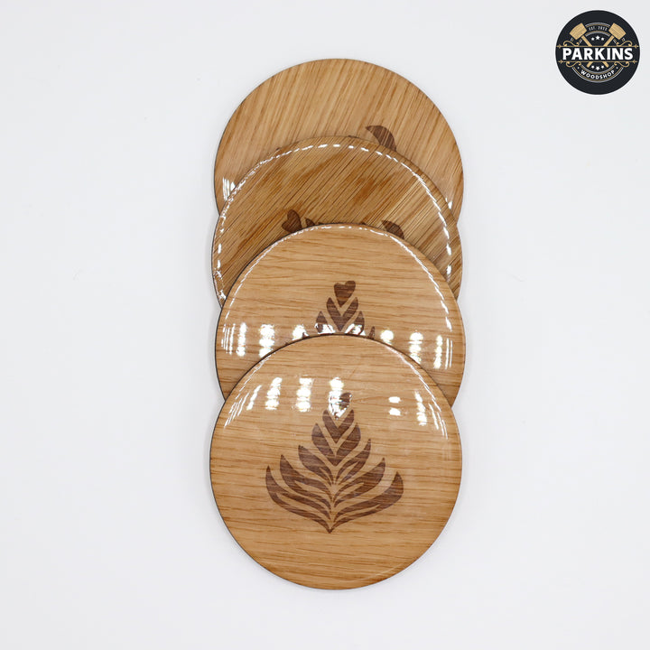 Engraved Wooden Resin Coasters Set of 4