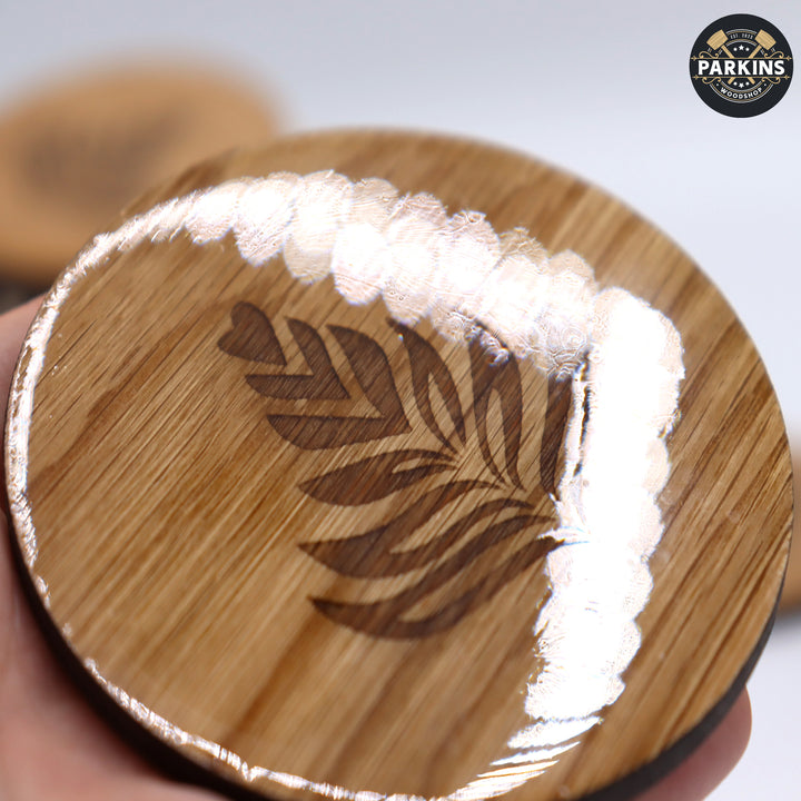 Engraved Wooden Resin Coasters Set of 4
