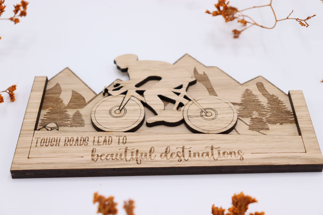 Cycling Wood Art Decoration