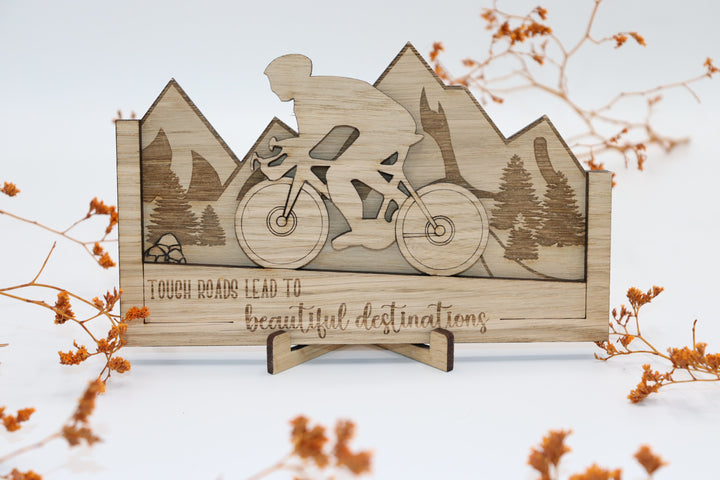 Cycling Wood Art Decoration