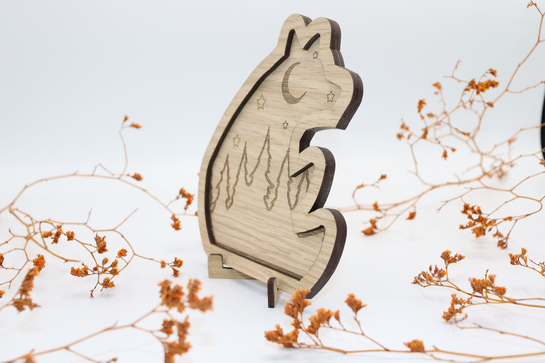 Wooden Bear With Forest Art