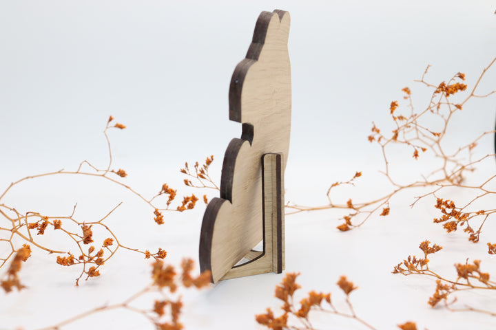 Wooden Bear With Forest Art