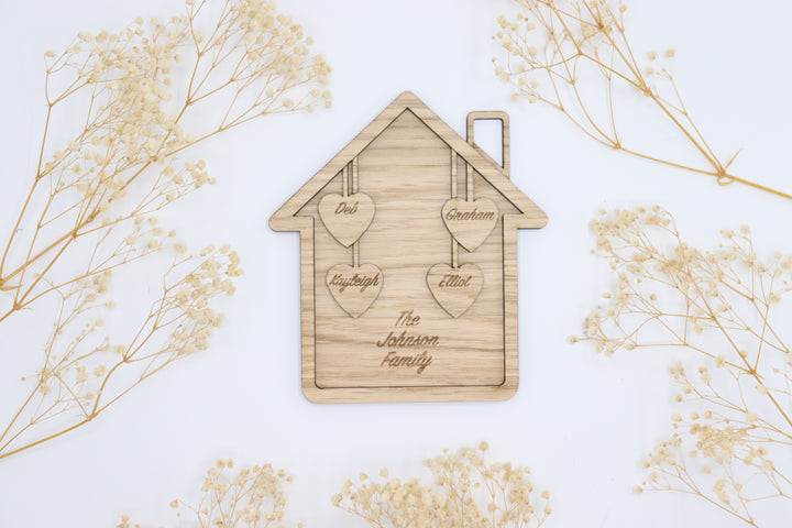 Personalised Wooden Family Home Ornament