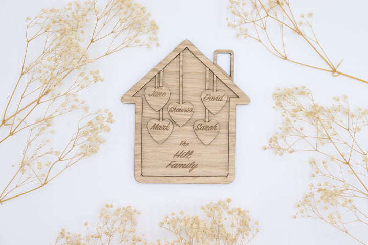 Personalised Wooden Family Home Ornament