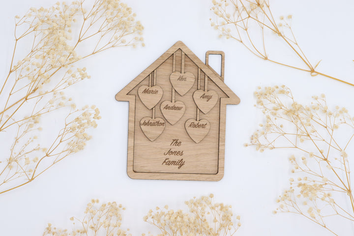 Personalised Wooden Family Home Ornament