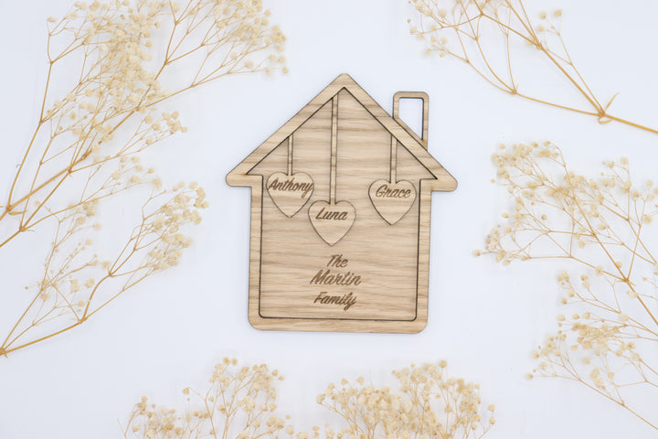 Personalised Wooden Family Home Ornament
