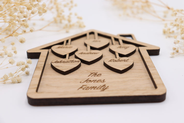 Personalised Wooden Family Home Ornament