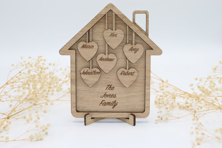 Personalised Wooden Family Home Ornament