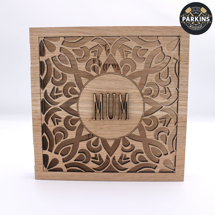 Mothers Day Oak Veneered Wooden Card