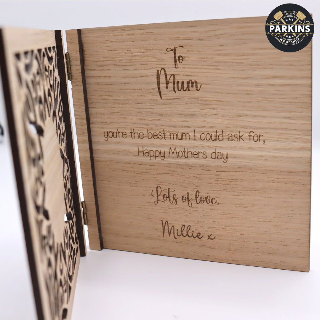 Mothers Day Oak Veneered Wooden Card