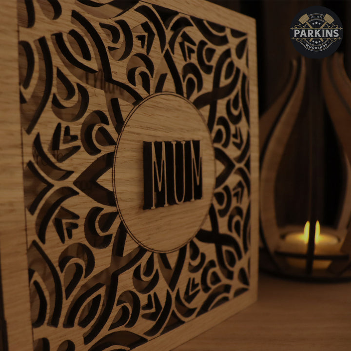 Mothers Day Oak Veneered Wooden Card