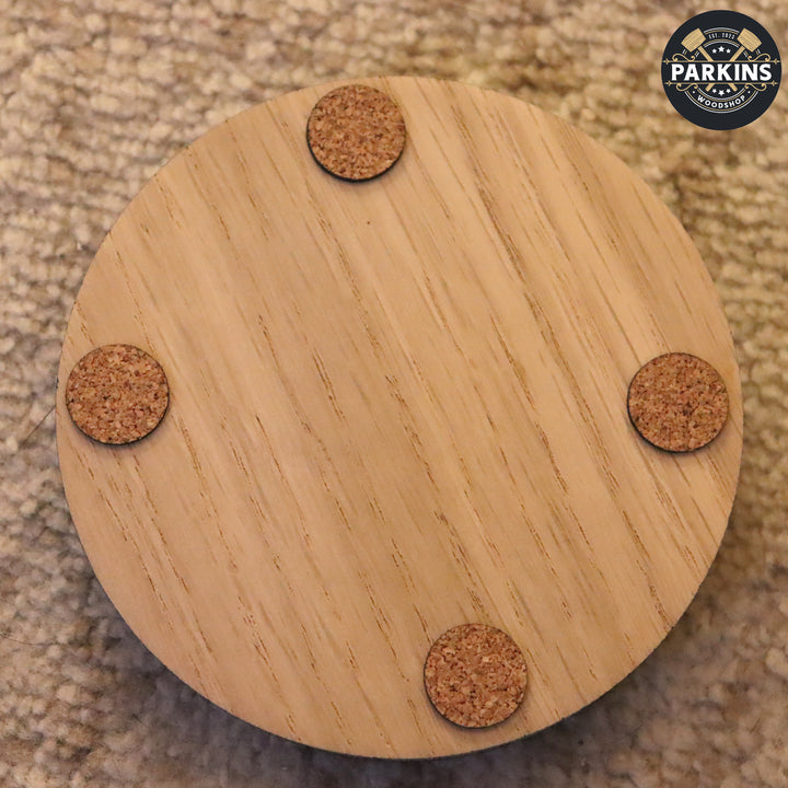 It's Always Coffee Time Oak Veneered Expoxy Finish Coasters - Set of 4